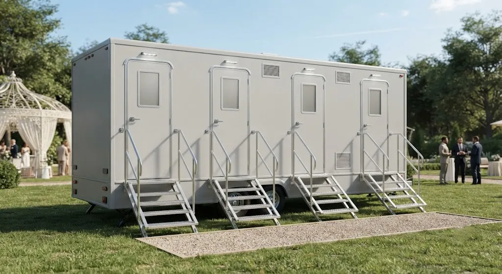 4 stall restroom trailer from our Champaign fleet
